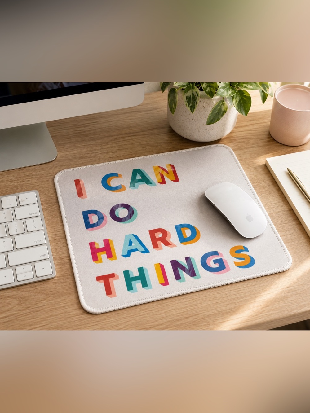 Motivational "I CAN DO HARD THINGS" Colorful Mouse Pad